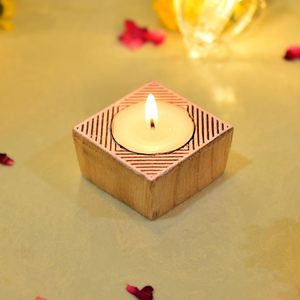 Diwali Wooden Diya Set Home & Office Decorative Wooden <b>Tea</b> <b>Light</b> Candle Holder - Product Image 1