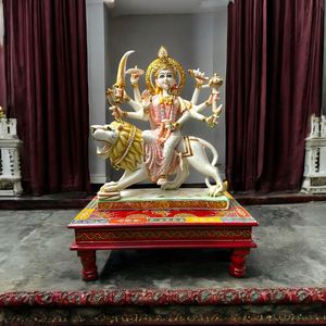 Statue de Durga Maa en résine artisanale de Nirmala Handicrafts |   Idole décorative de la déesse hindoue Durga, cadeau pour le temple à domicile, décoration de table - Product Image 2