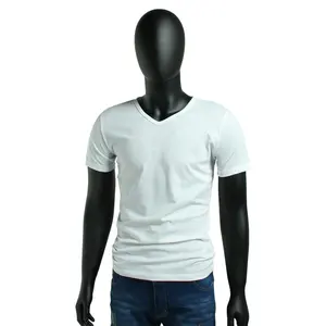 White 2021 Latest Design V neck basic V neck men Tshirts Blank T Shirts