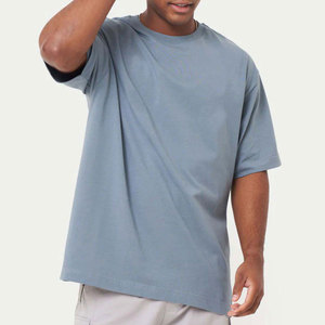 T-shirt basique noir en polyester tricoté de 220 grammes pour homme, imprimé sérigraphié, col oversize, manches courtes, coupe ample, style streetwear décontracté - Product Image 5