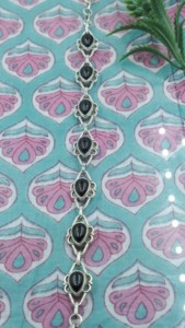 Natural Black Onyx <b>Gemstone</b> <b>Bracelet</b> Handmade 925 Sterling Silver Boho Teardrop Link Chain Jewelry Gift for Women Unisex Men Her - Product Image 6