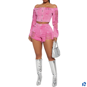Ensemble court d'été décontracté et respirant pour femme, qualité export, couleur personnalisée, tricoté en polyester/coton, vente en gros premium - Product Image 2
