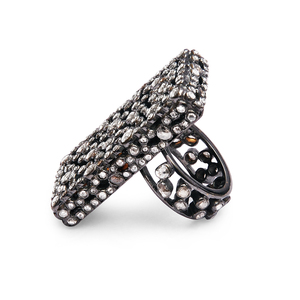 Bague de cocktail rectangulaire REYES en argent sterling 925 de style antique avec diamant naturel taille rose pour femme, bijoux victoriens en gros - Product Image 2