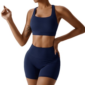 Custom Women's Plus Size Solid Eco-Friendly Activewear Yoga Set Quick Dry High Waist 3 Piece Sports <b>Bra</b> Leggings Front - Product Image 1