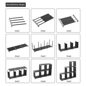Black 3-Tier 6-Compartment Multifunctional Assembled <b>Storage</b> <b>Shelf</b> Practical Shelving <b>Units</b> - Product Image 6