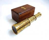 Télescope victorien en laiton poli antique avec trépied en bois, décoration nautique, jumelles artisanales, cadeau maritime, vaisselle de table