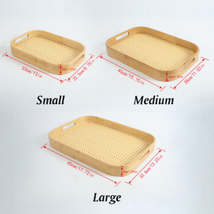Large Rectangular Wooden Serving Tray Handmade <b>Rustic</b> Decorative Breakfast Tray for Bed Kitchen Dining <b>Coffee</b> <b>Table</b> - Product Image 2