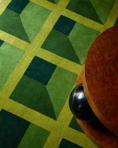 Elegant Modern Geometric Hand Knotted Wool <b>Rug</b> Green Solid Color Washable PET Friendly Reversible Non-Slip High Pile for Home - Product Image 2