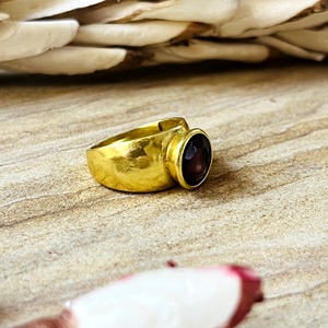 New Trendy Fashionable Boho <b>Garnet</b> <b>Ring</b> Minimalist Brass <b>Rings</b> for Women 18k Gold Plated Chunky Jewelry for Wholesale/OEM/ODM - Product Image 6