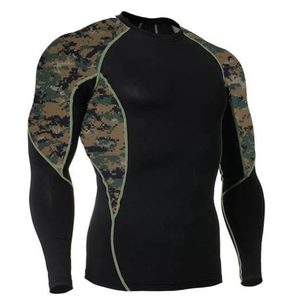 Camiseta Deportiva de Manga Larga para Hombre, Cuello Redondo, Estampado de Camuflaje, Tejido de Punto, Secado Rápido, Corte Ajustado - Product Image 5