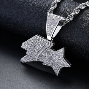 Mens Hip Hop Rhinestone CZ Numbers Pendant Necklace Silver <b>Iced</b> <b>Out</b> Number Charm Bling <b>Chain</b> Streetwear Moissanite Jewelry Gift - Product Image 1