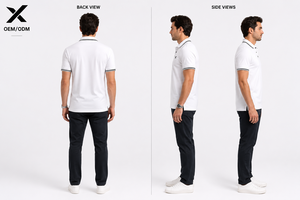 T-shirt décontracté à manches courtes pour homme X Sports City, couleur unie, respirant, 100 % polyester tricoté, anti-plis, pour activités de plein air - Product Image 2