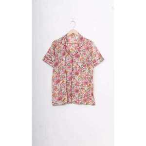 Conjunto de Pijama Corto Informal de Algodón Puro Satinado con Estampado Floral Hecho a Mano, Transpirable, para Mujer, Ropa de Dormir de Otoño, Cintura Elástica 2026 - Product Image 2