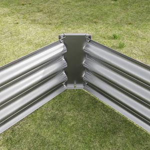 Silver Metal Raised Garden Bed Kit 7.6x3.7x0.98ft for Flower <b>Planters</b> <b>Vegetables</b> & Herbs - Product Image 3