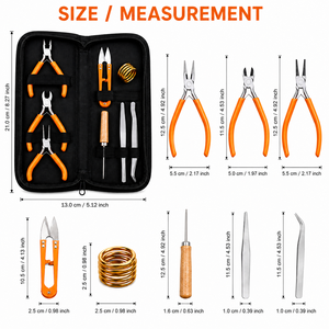 Kit d'outils de fabrication de bijoux, pinces en acier inoxydable avec poignées orange pour le bricolage, ensemble de 8 pièces - Product Image 4