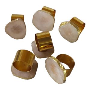 Brass napkin ring with agate stone on <b>top</b> trendy design here - handcrafted new - <b>table</b> <b>decor</b> wholesale - Product Image 1