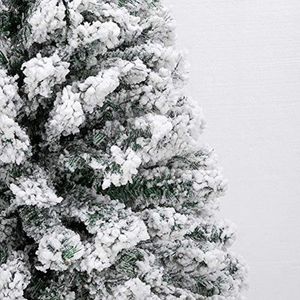 6 FT Unlit Snow Flocked Hinged Artificial Christmas Pine Tree Full 1050 Tips Branch Sturdy Metal Stand for Indoor Holiday Xmas - Product Image 5