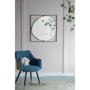 Specchio Poppy dal Design Contemporaneo 32x1x32 con Cornice in Metallo Dorato per Bagno o Decorazione Parete Ingresso - Product Image 6