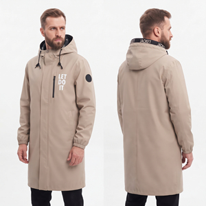 Men's <b>Plus</b> <b>Size</b> Hooded Double Breasted Canvas Windbreaker Down <b>Coat</b> Breathable Lightweight Waterproof Long Hiking Jackets - Product Image 1