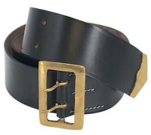 M.AFZAL Black Wide Cow Hide Vintage Solid Square Copper Buckle Breathable Eco-Friendly Cavalry Carbine Sling Clip <b>Belts</b> - Product Image 2