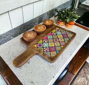 Tự nhiên bằng gỗ khay thực phẩm Platter tấm chất lượng nhà hàng hạt gỗ in ấn độc đáo phục vụ khay cho khách sạn Home & restuaren - Product Image 6