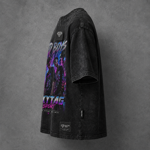 Camiseta Oversize Personalizada con Lavado Ácido, Estampado Gráfico Vintage de Gran Gramaje, Estilo Streetwear Cyberpunk para Hombre, Fabricante OEM - Product Image 4