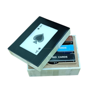 Boîte de rangement de luxe écologique en os/MDF, coins carrés polis, pour ranger les cartes Joker, cartes à jouer, personnalisable