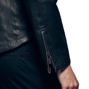 Men's Casual Leather <b>Jacket</b> Single Locomotive Collar Thin Short Stand Zipper Closure-<b>Cooling</b> Functional <b>jacket</b> for men - Product Image 4