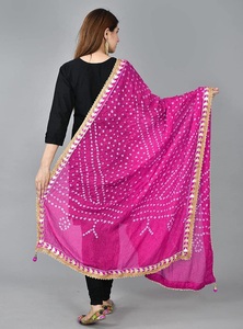 Bandhani dupatta แบบทำด้วยมือแบบพรีเมี่ยมสำหรับผู้หญิงรัสทานิบันเฮจไทด์ย้อมสีพื้นเมืองดีไซน์เนอร์ผ้าไหมเทศกาลแต่งงาน - Product Image 5