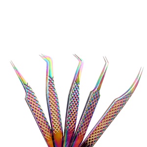 Pince à épiler d'extension de cils en acier inoxydable personnalisée de qualité supérieure Différentes couleurs de conception élégantes avec marque privée - Product Image 1