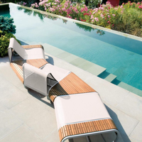 Chaise longue pliante réglable en aluminium pour patio, imperméable, pour piscine extérieure, vente en gros
