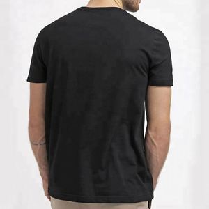 T-shirt personnalisé ajusté, col rond noir tendance, coupe slim, 100 % coton, t-shirt vierge - Product Image 3