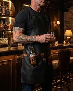 ผ้ากันเปื้อนหนังบาร์บีคิวระดับพรีเมียมสำหรับทำอาหารบนเตาปิ้งย่าง ทนทาน ปรับได้ รับผลิตแบบ OEM ODM สำหรับการสั่งซื้อจำนวนมาก รุ่น LPN-0266 - Product Image 1