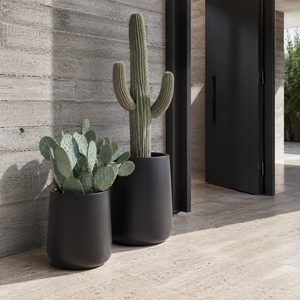 ชุดกระถางต้นไม้ไฟเบอร์กลาส Hieta Modern สำหรับตกแต่งสวนในร่ม/กลางแจ้ง สีดำ ทรงกระบอกเรียบ ขนาด 3 ไซส์ - Product Image 1