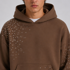 Sweat à capuche pour homme confortable, anti-rides, respirant, avec strass, qualité supérieure, prix de gros - Product Image 3