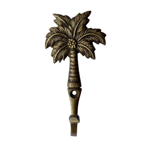Gancho de Pared de Metal con Diseño de Palmera, Estilo Tropical y Costero, Gancho Decorativo Individual para Llaves, Abrigos y Toallas en la Entrada - Product Image 1