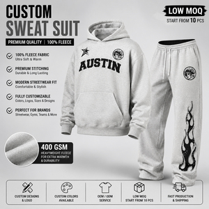 Custom Sweat Suit <b>Men</b> Hooded Tracksuit 400GSM Fleece Full Sleeve Streetwear Joggers Set Comfort Fit Autumn <b>Wear</b> - Product Image 4