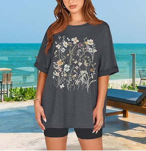 Camisetas Extra Grandes para Mujer, Venta Directa de Fábrica, OEM, Verano, Manga Corta, Casual, Básicas, Holgadas, 100% Algodón - Product Image 3