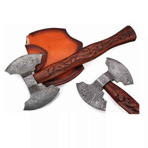 Hacha de doble cabeza de acero de Damasco, herramienta de acero estampado de calidad profesional para equipo de exterior y para compradores de regalos - Product Image 4