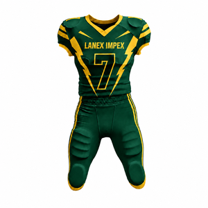 Uniforme de Fútbol Americano para Hombre de Alta Calidad, Verde y Amarillo, Sublimado, Conjunto de Jersey y Pantalones, Número 7, Poliéster Transpirable - Product Image 2