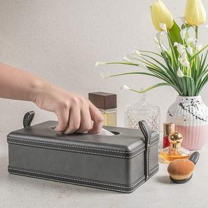 Modern Leather Tissue Box Tissue Box Holder Napkin Box for <b>Bathroom</b> Home Office and Restaurant <b>Light</b> Grey Leather Tissue Box - Product Image 3
