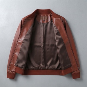 Chaqueta bomber de cuero genuino de oveja para hombre, bordada, estilo vintage, con cremallera, corte regular, ropa de abrigo de invierno, chaqueta universitaria tipo Letterman. - Product Image 6
