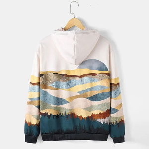 เสื้อฮู้ดดี้ลำลองสำหรับผู้ชาย ลายพิมพ์ซับลิเมชั่น ดีไซน์ใหม่ล่าสุด ผ้าคอตตอนผสม เสื้อฮู้ดดี้แบบสวมหัวสำหรับผู้ใหญ่ - Product Image 3