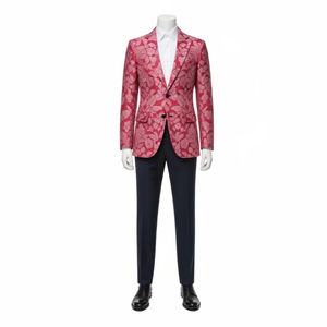 Blazer professionnel brodé et perlé à col mandarin, en mélange de laine, coupe ajustée, pour homme et femme, idéal pour le bureau - Product Image 2