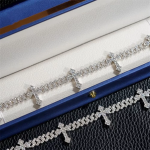 Luxury Moissanite <b>Cross</b> Cuban Link Necklace 925 Silver Rhodium Plated Iced Out Statement <b>Chain</b> Jewelry Gift for Women <b>Men</b> - Product Image 3
