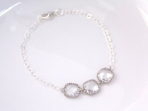 Crystal Bracelet Sterling Silver Bracelet Glass Clear Bracelet Wedding Bridal Jewelry Bridesmaids Gift - Product Image 2