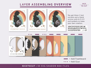 Archivo SVG de Caja de Recuerdos 3D para Embarazo |   Plantilla de Anuncio de Nacimiento de Bebé 8x10 para Cricut, Embalaje de Regalo Multicapa - Product Image 3