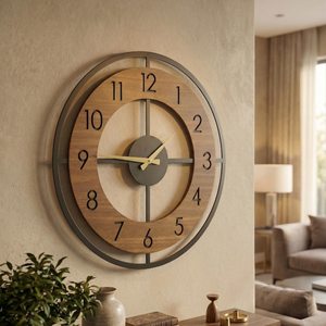 Large Silent Wooden Wall <b>Clock</b> 50cm | Modern Minimalist Black <b>White</b> Decor - Product Image 5