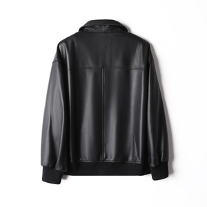 Chaqueta de Cuero PU para Hombre, Manga Larga, Resistente al Viento, Estilo Otoñal, Color Negro - Product Image 2