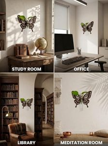 Vase mural papillon en bois, support de fleurs suspendu, étagère murale décorative pour salon, chambre à coucher, présentoir d'angle - Product Image 2